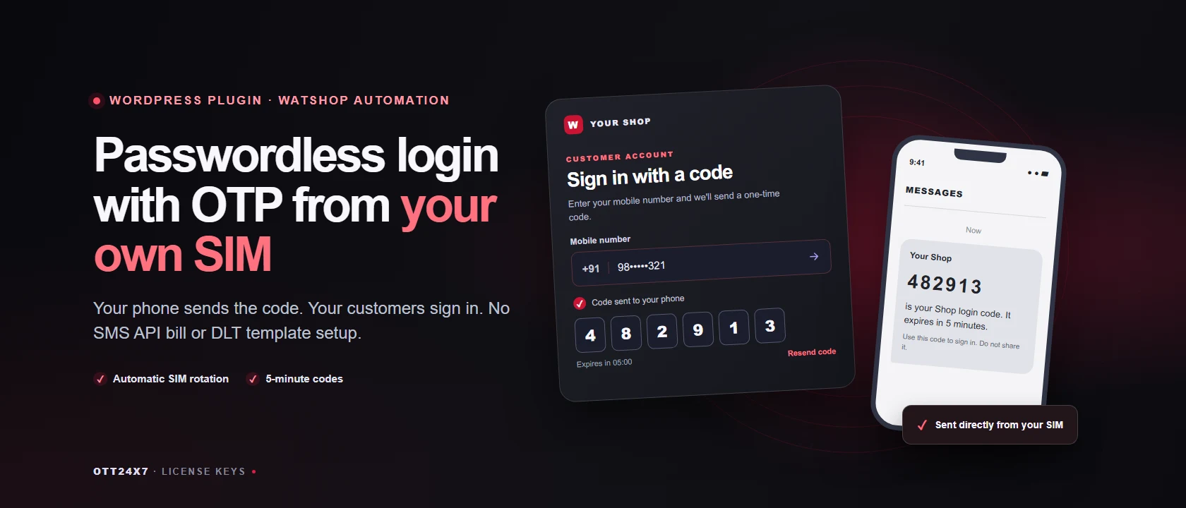 Login codes from your own SIM