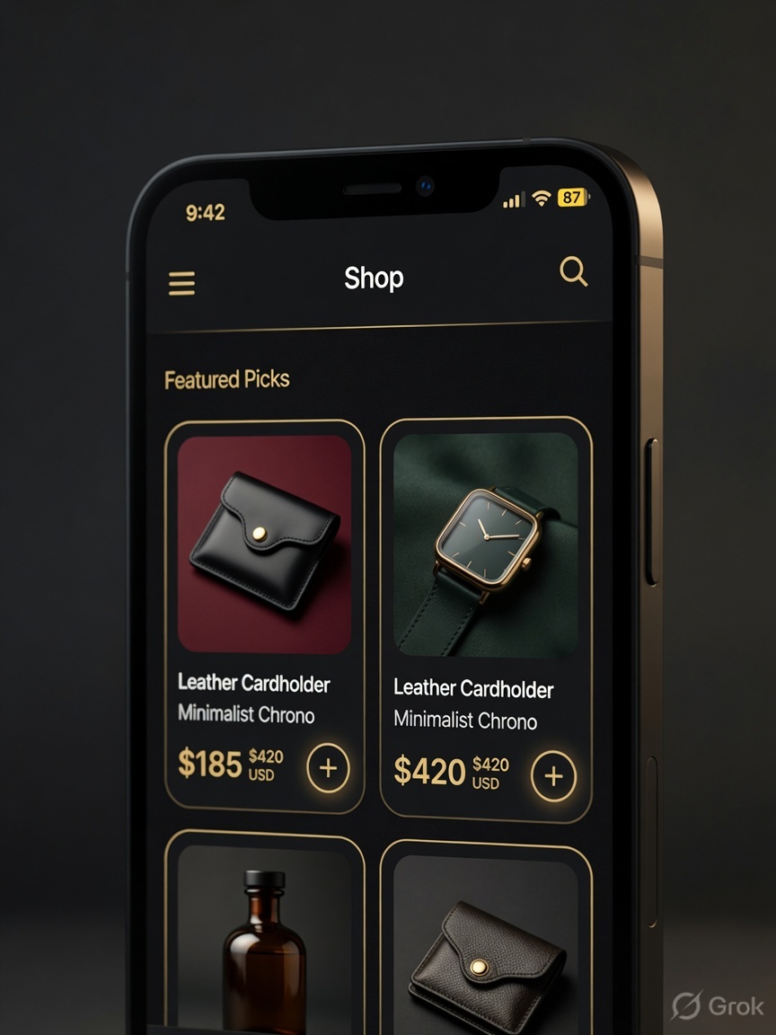 Reseller shop product cards on a phone