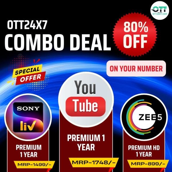 Indian OTT combo plan SONY, ZEE5, YOUTUBE PREMIUM